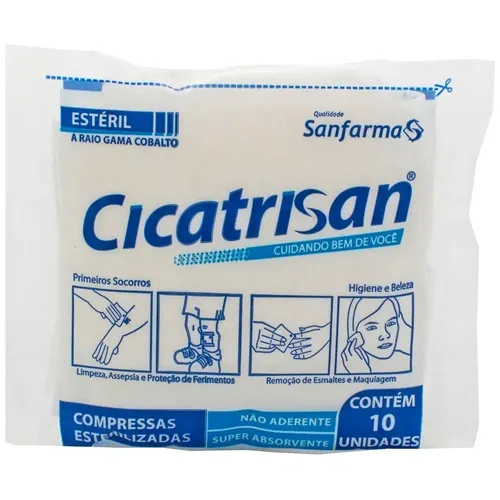 COMPRESSA GAZE CICATRISAN N/ADERENTE 7,5X7,5CM 10UN