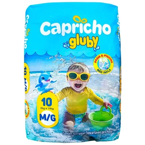 FRALDA CAPRICHO GLUBY PRAIA/PISCINA M/G 10UN