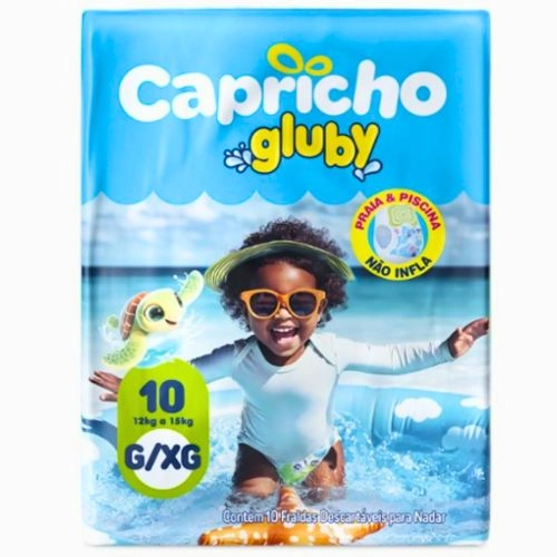 FRALDA CAPRICHO GLUBY PRAIA/PISCINA G/XG 10UN