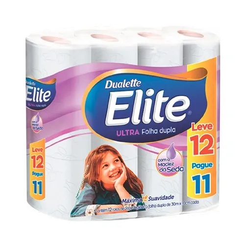 PAPEL HIGIENICO ELITE ULTRA NEUTRO FOLHA DUPLA  30 METROS 12 ROLOS