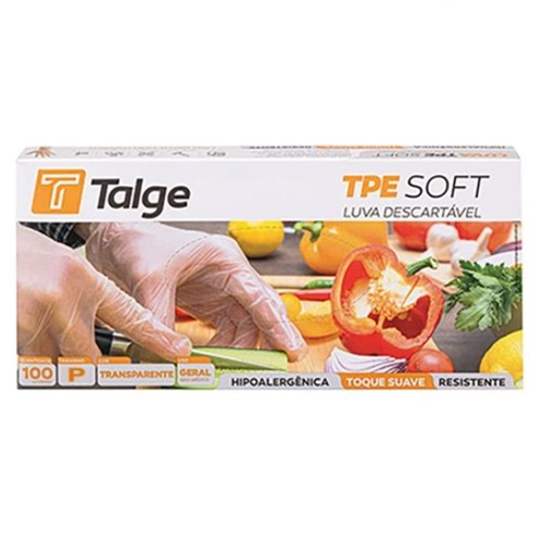 LUVA TALGE TPE SOFT TRANSPARENTE P 100UN
