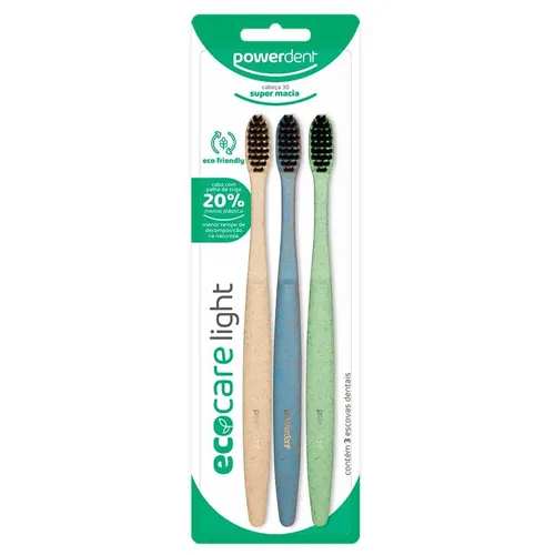 ESCOVA DENTAL POWERDENT ECO CARE LIGHT SUPER MACIA 3UN