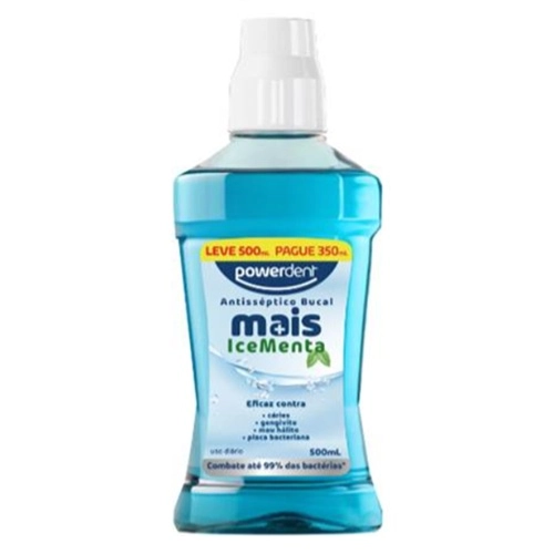 ENXAGUANTE BUCAL POWERDENT MAIS ICE MENTA ZERO ALCOOL 350ML
