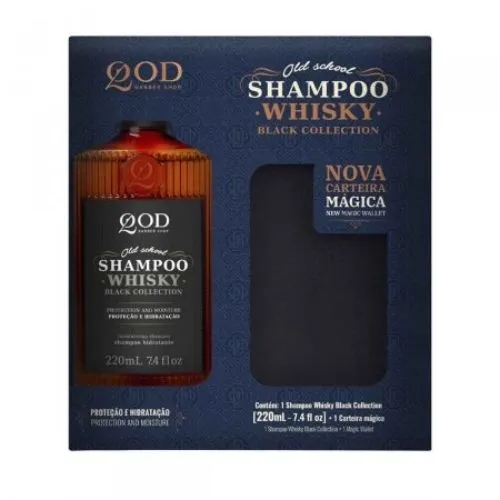SHAMPOO QOD WHISKY BLACK COLLECTION 220ML + CARTEIRA MAGICA