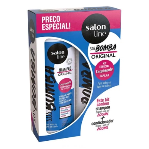 KIT SALON LINE SHAMPOO+CONDICIONADOR SOS BOMBA ORIGINAL 200ML+200ML