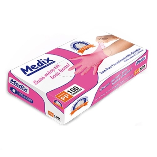 Luva Procedimento Medix Nitrilica S/Po Rosa Pp 100Un