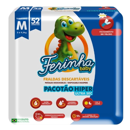 FRALDA FERINHA BABY HIPER M 52UN
