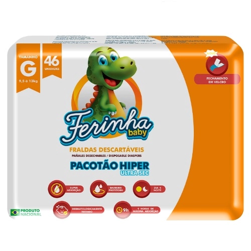 FRALDA FERINHA BABY ULTRA SEC HIPER G 46UN