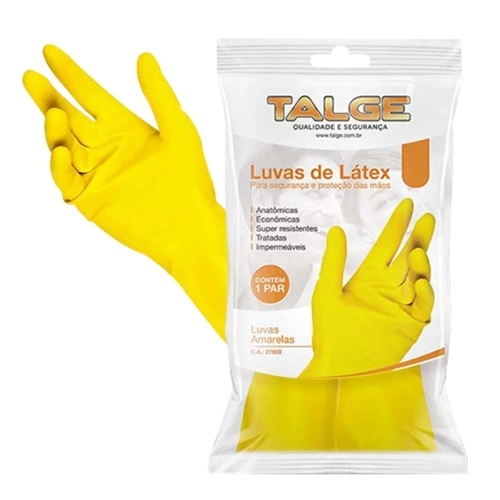 LUVA DESCARTAVEL TALGE LATEX AMARELA G 1PAR