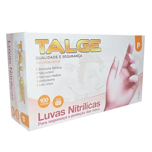 LUVA PROCEDIMENTO TALGE NITRILICA ROSA 100UN
