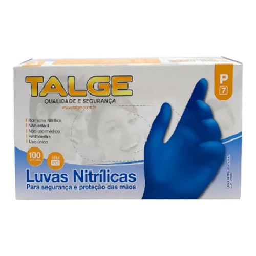 LUVA PROCEDIMENTO TALGE NITRILICA P AZUL 100UN