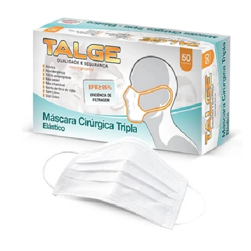 MASCARA CIRURGICA TALGE TRIPLA BRANCA 50UN