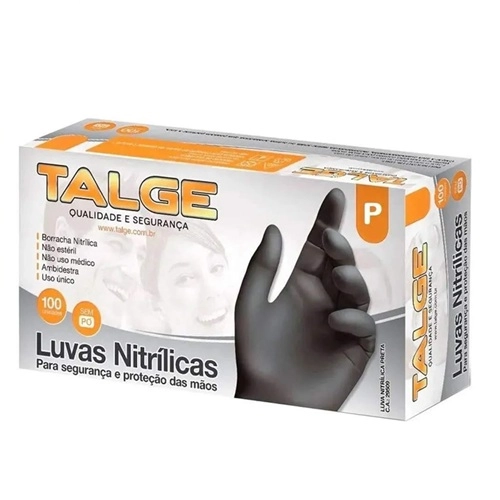 LUVA PROCEDIMENTO TALGE NITRILICA S/PO PRETA P 100UN
