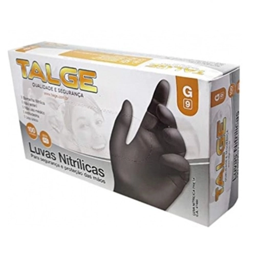 LUVA DESCARTAVEL TALGE NITRILICA PRETA G 100UN