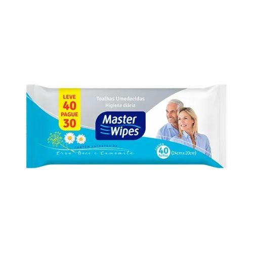 TOALHAS UMEDECIDAS MASTER WIPES ADULTO 40UN