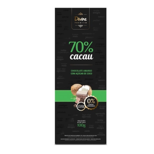  Divine Chocolate Amargo 70% Acucar De Coco 100G