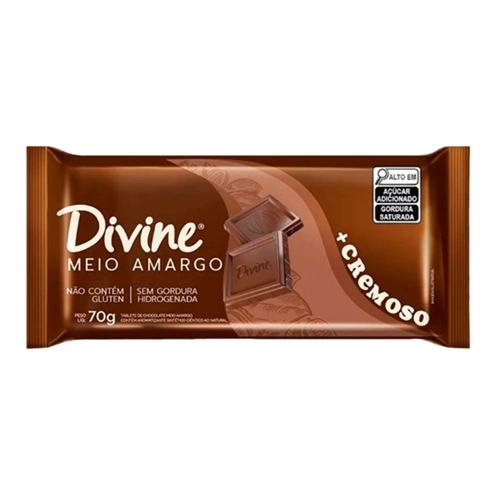 DIVINE CHOCOLATE MEIO AMARGO 70G