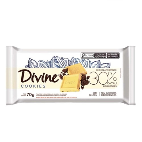 DIVINE CHOCOLATE CHOCOLATE BRANCO/COOKIES 70G