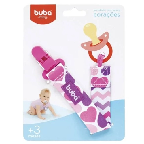 PRENDEDOR CHUPETA BUBA CORACAO ROSA 7482 1UN