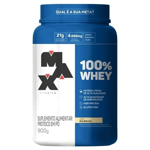 WHEY 100%PROTEIN MAX TITANIUM BAUNILHA PO 900G