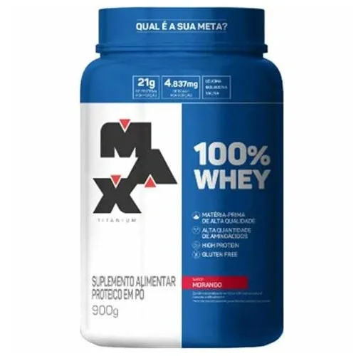 WHEY 100%PROTEIN MAX TITANIUM MORANGO PO 900G