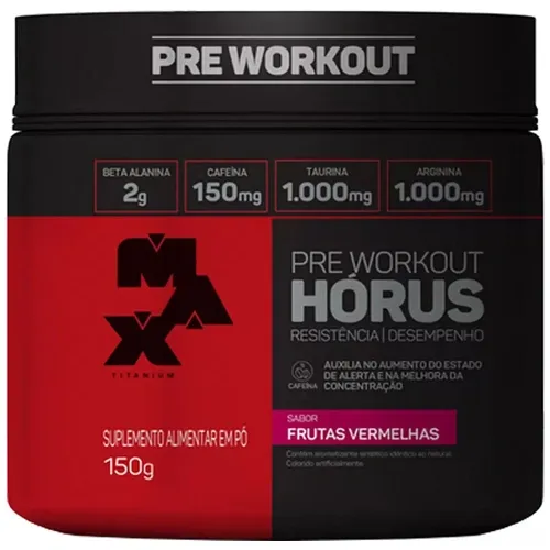 HORUS PRE-WORKOUT MAX TITANIUM FRUTAS VERMELHAS 150G