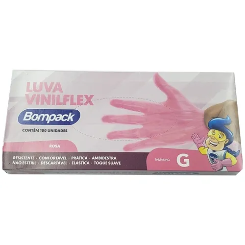 LUVA BOMPACK VINILFLEX S/PO RS G 100UN