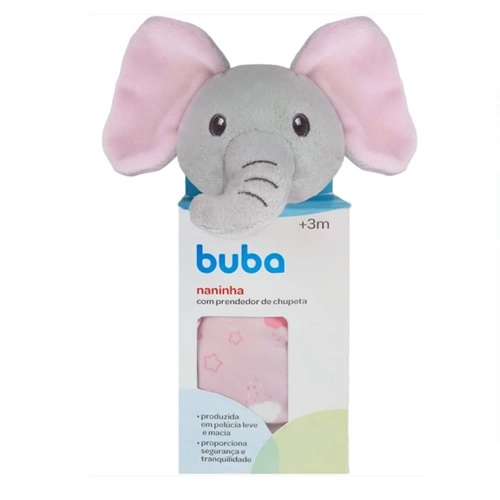NANINHA BUBA C/PRENDEDOR CHUPETA ELEFANTE ROSA 14559 1UN