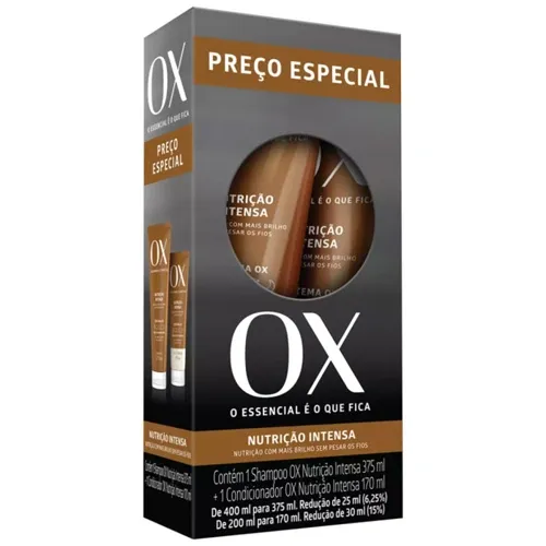 KIT SHAMPOO E CONDICIONADOR OX NUTRI INTENSA 375+170ML