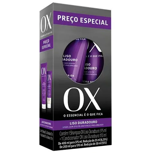 KIT SHAMPOO E CONDICIONADOR OX LISO DURAD 375+170ML