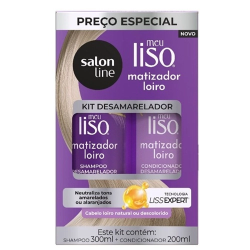 KIT SALON LINE SHAMPOO+CONDICIONADOR MEU LISO MATIZADOR LOIRO 300ML+200ML