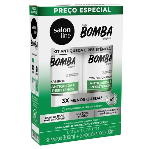 KIT SALON LINE SHAMPOO+CONDICIONADOR SOS BOMBA ANTIQUEDA/RESISTENCIA 300ML+200ML
