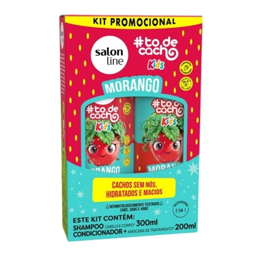 KIT SALON LINE SHAMPOO+CONDICIONADOR KIDS TODECACHO MORANGO 300ML+200ML