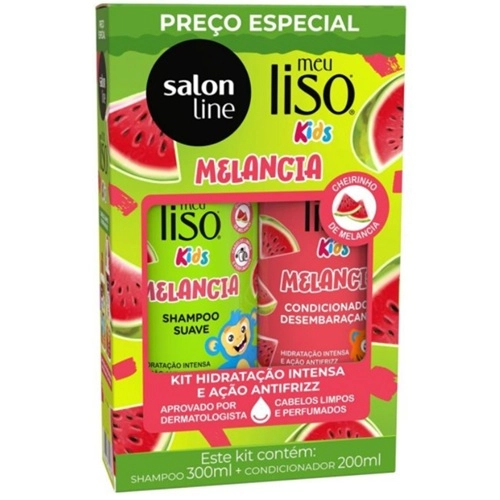 KIT SALON LINE SHAMPOO+CONDICIONADOR KIDS MEU LISO MELANCIA 300ML+200ML