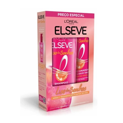 KIT ELSEVE SHAMPOO+CONDICIONADOR LISO DOS SONHOS 2UN 375ML+170ML